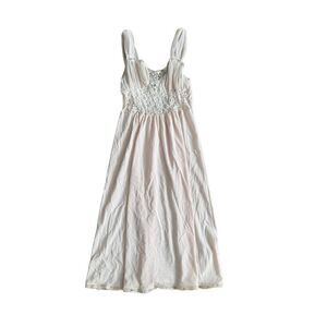Vintage Nylon Blush Pink Slip On Lace Sheer Dress Size Small
